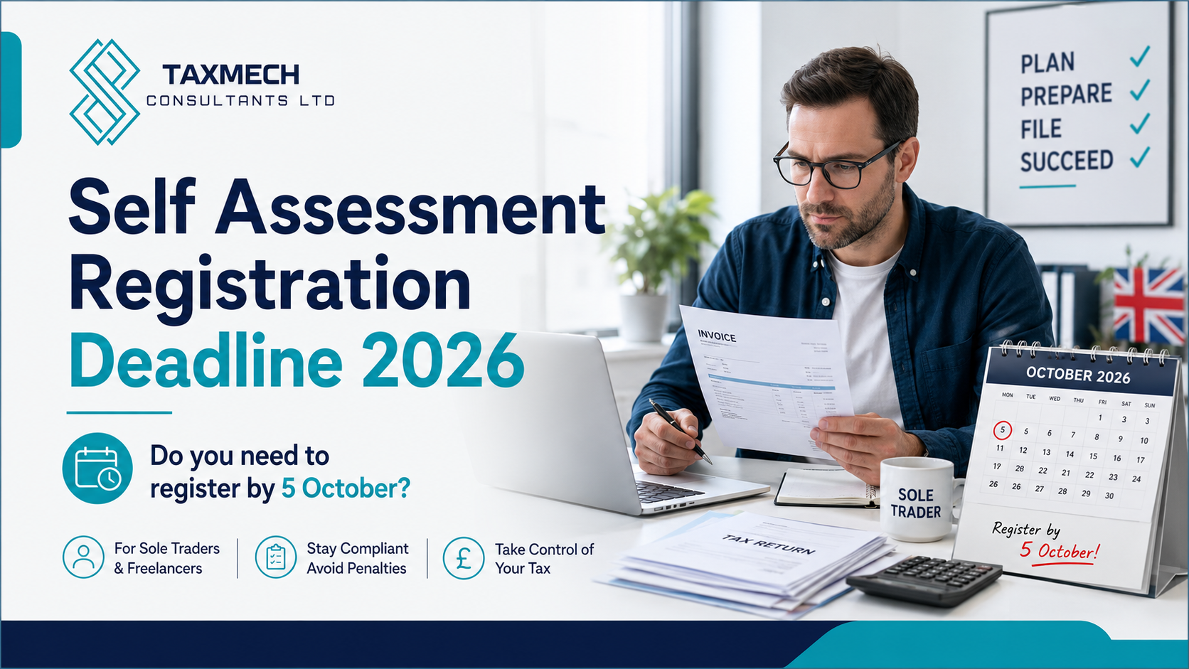 UK sole trader preparing to register for Self Assessment before the October deadline
